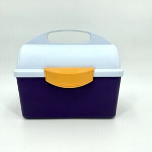 VTG 90s’ Rubbermaid Clik Purple & Orange Lunch Box Pail Latch Cooler Model 2914